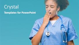  Presentation with afro - Colorful presentation theme enhanced with young-afro-american-doctor-woman backdrop and a teal colored foreground