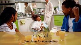 Presentation with afro - Slides enhanced with young afro american family background and a gold colored foreground