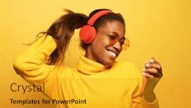  Presentation with yellow color - Theme consisting of young-afro-american-female background and a gold colored foreground