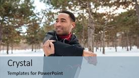  Presentation with afro - Amazing slide set having young afro american jogger warming backdrop and a  colored foreground