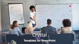  Presentation with teaching - Theme with young-afro-american-male-manager background and a ocean colored foreground