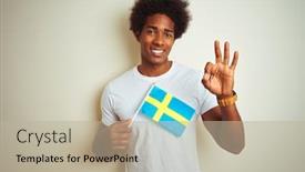  Presentation with american sign language asl - Colorful slide set enhanced with american man holding sweden swedish backdrop and a mint green colored foreground
