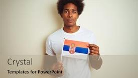  Presentation with american flag - Presentation theme consisting of young-afro-american-man-holding background and a mint green colored foreground