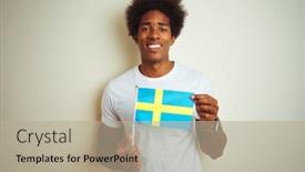  Presentation with swedish - Slide deck consisting of young-afro-american-man-holding background and a mint green colored foreground