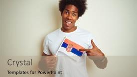  Presentation with afro - Cool new presentation theme with young-afro-american-man-holding backdrop and a mint green colored foreground
