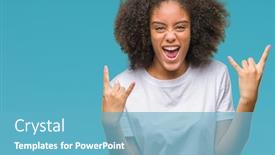  Presentation with rock music - Beautiful slides featuring young afro american woman backdrop and a teal colored foreground