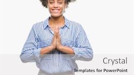  Presentation with praying hands - PPT layouts featuring young-afro-american-woman-over background and a light gray colored foreground