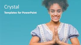  Presentation with praying hands - Amazing slide set having young-afro-american-woman-over backdrop and a teal colored foreground