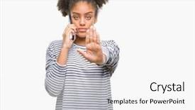  Presentation with american sign language asl - Amazing PPT theme having young afro american woman talking backdrop and a  colored foreground