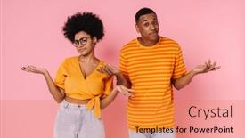 Presentation with afro - Slide deck consisting of young-afro-couple-in-casual background and a gold colored foreground