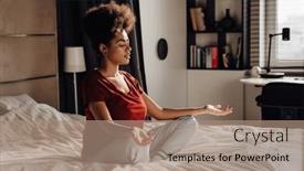  Presentation with lotus - Presentation theme consisting of young-afro-woman-in-casual background and a  colored foreground