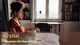  Presentation with lotus - PPT theme enhanced with young-afro-woman-in-casual background and a  colored foreground