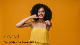  Presentation with yellow - Slide set with young-afro-woman-in-yellow background and a  colored foreground