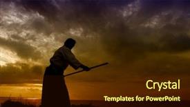  Presentation with aikido - Presentation having young aikido man fighter background and a wine colored foreground