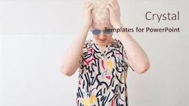  Presentation with colorful hands - Colorful slide deck enhanced with young-albino-blond-man-wearing backdrop and a lemonade colored foreground