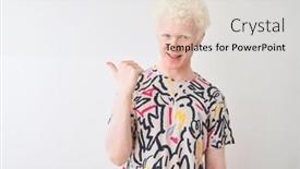  Presentation with colorful - Slides enhanced with young-albino-blond-man-wearing background and a light gray colored foreground