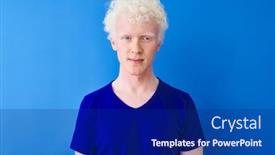  Presentation with simple - Cool new slides with young-albino-blond-man-wearing backdrop and a navy blue colored foreground