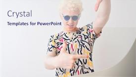  Presentation with colorful hands - Audience pleasing presentation theme consisting of young-albino-blond-man-wearing backdrop and a sky blue colored foreground