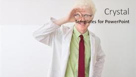  Presentation with albino eye - Beautiful slide deck featuring young-albino-blond-scientist-man backdrop and a lemonade colored foreground