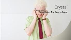  Presentation with noise - Presentation design with young-albino-businessman-wearing-shirt background and a light gray colored foreground