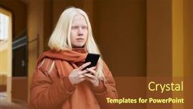  Presentation with brown - Presentation theme featuring young-albino-woman-in-brown background and a  colored foreground