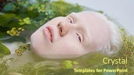  Presentation with eyelashes - PPT theme with young-albino-woman-with-pale background and a tawny brown colored foreground