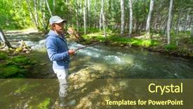  Presentation with russia - Beautiful presentation theme featuring young amateur angler fishing backdrop and a tawny brown colored foreground