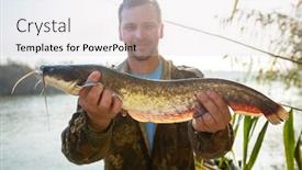  Presentation with catfish - Cool new theme with angler holds the wels catfish backdrop and a light gray colored foreground
