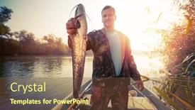  Presentation with boat river - Slide deck consisting of angler holds the wels catfish background and a tawny brown colored foreground