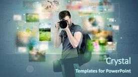  Presentation with blue professional - Amazing PPT layouts having young-amateur-photographer-with-professional backdrop and a ocean colored foreground