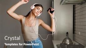  Presentation with mobile home - Presentation featuring young-amazing-emotional-woman-dancing background and a gray colored foreground