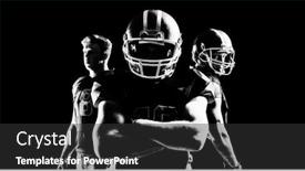  Presentation with american football - Slide deck with young american football player standing in helmet background and a dark gray colored foreground