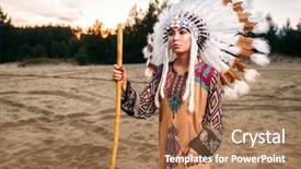  Presentation with indian history - PPT layouts having young american indian woman background and a coral colored foreground