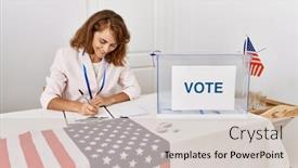  Presentation with party - PPT layouts consisting of young-american-politic-party-worker background and a  colored foreground