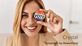  Presentation with party - Slide set enhanced with young-american-politic-party-worker background and a coral colored foreground