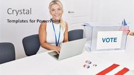  Presentation with party - Slide set having young-american-politic-party-worker background and a white colored foreground