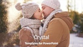  Presentation with couple kiss - Cool new PPT layouts with young amorous couple in winterwear backdrop and a coral colored foreground
