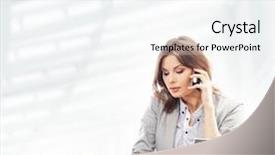  Presentation with working - Audience pleasing PPT theme consisting of young and attractive business woman backdrop and a sky blue colored foreground