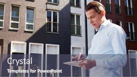  Presentation with estate - Audience pleasing slide deck consisting of young-and-attractive-freelancer-walking backdrop and a dark gray colored foreground