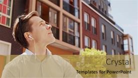  Presentation with social distancing - Beautiful theme featuring young-and-attractive-freelancer-working backdrop and a yellow colored foreground