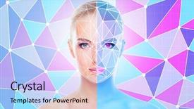  Presentation with prism - Audience pleasing PPT theme consisting of young and attractive woman prism backdrop and a light blue colored foreground