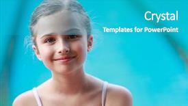  Presentation with ballerina - Cool new presentation theme with young and beautiful ballet dance backdrop and a teal colored foreground