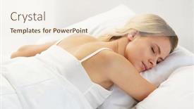  Presentation with bed - PPT layouts enhanced with young-and-beautiful-blond-girl background and a sky blue colored foreground