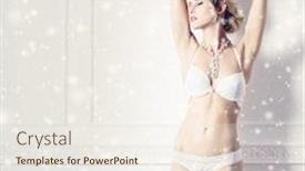  Presentation with marriage - PPT layouts having young and beautiful bride in bridal lingerie and stockings over christmas background with snow bride with a sporty shape in white underwear winter marriage concept background and a sky blue colored foreground