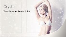  Presentation with marriage - Slide deck enhanced with young and beautiful bride in bridal lingerie and stockings over christmas background with snow bride with a sporty shape in white underwear winter marriage concept background and a sky blue colored foreground