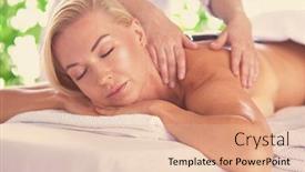  Presentation with massage therapy - PPT theme having young-and-beautiful-girl-relaxing background and a lemonade colored foreground