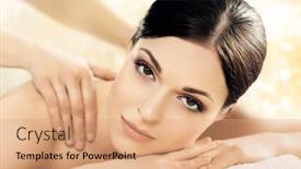  Presentation with massage therapy - Amazing slide deck having young-and-beautiful-girl-relaxing backdrop and a coral colored foreground