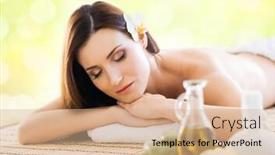  Presentation with massage therapy - Amazing slides having young-and-beautiful-girl-relaxing backdrop and a coral colored foreground