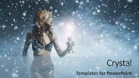  Presentation with sexy girl - Audience pleasing slide set consisting of young and beautiful girl in sexy lingerie walking through a blizzard backdrop and a light blue colored foreground