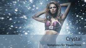  Presentation with blizzard - Slide deck having young and beautiful girl in sexy lingerie walking through the blizzard background and a light blue colored foreground